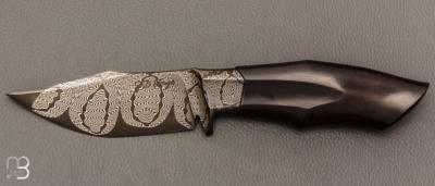   Couteau droit custom par Zane DVORAK - ZD FORGE - Damas et African blackwood