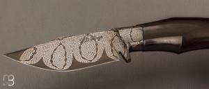   Couteau droit custom par Zane DVORAK - ZD FORGE - Damas et African blackwood
