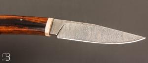   Couteau droit par Nicolas Mestrallet - Atelier du couteau de Vaunaveys - Lame forgée acier damas et bois de fer