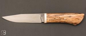  Couteau droit par Nicolas Mestrallet - Lame forgée en acier C130 et bois de hêtre échauffé