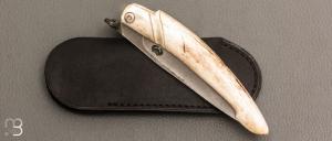 Couteau de poche Piémontais par Mickael Moing - Bois de cerf et 100c6