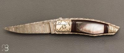   Couteau pliant par Joseph Uda - Nacre noire et damas