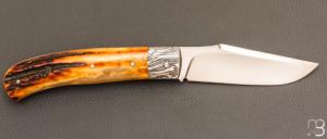 Couteau " Slack " custom par Raphaël Durand - Cerf sambar et damas H. Viallon