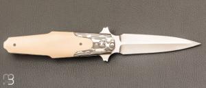 " Dague pliante custom " de Stéphane Sagric - Micarta et RWL34