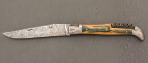  Couteau " Laguiole Tire-Bouchon "  ivoire de mammouth et Damas de Robert Beillonnet