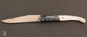    Couteau  " Laguiole pièce unique " de poche par Philippe Voissière - Corail et nacre