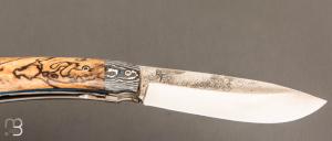  Couteau " liner lock " de Jean René Floch - Hêtre échauffé / Fatcarbon