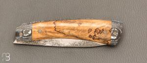  Couteau " liner lock " de Jean René Floch - Hêtre échauffé / Fatcarbon