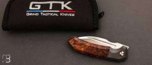 Couteau " Speartak regular Wharncliffe " Zirconium Bois de fer et lame en RWL34 de GTKnives - Thomas Gony