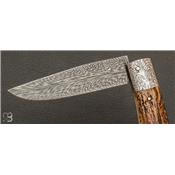 Couteau pliant modèle "Talar" Mammouth et damas de Anthony Brochier