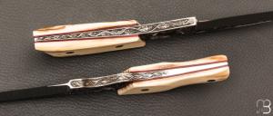 Coffret de 2 couteaux droits " Bécasses"  par Charles Roulin