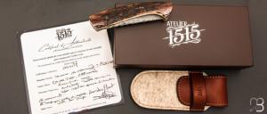    Couteau 1515 collection " Primitif " par Manu Laplace - Ivoire de mammouth et lame damas