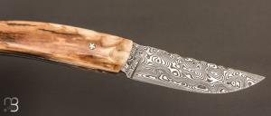    Couteau 1515 collection "Edition Primitif N°5/7 " par Manu Laplace - Ivoire de mammouth et lame damas