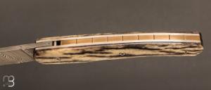   Couteau "1820 damas" - 200 ans Maison Berthier - Os de girafe et Damasteel