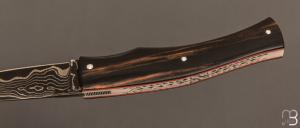 Couteau " Artense " par Alain Conesa - Acier & Cuir - Ebène et Suminagashi