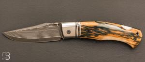  Couteau " BAD ASS " custom par Raphal Durand - Ivoire de mammouth et lame Suminagashi SGPS