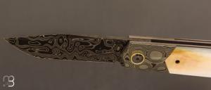   Couteau " Barlow " custom par Romain Lopez - Nacre et Damas de Florian Keller