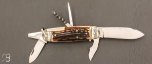  Couteau Bouledogue Véritable "Issarinox" 6 pièces - Bois de cerf