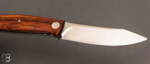  Couteau " Burpee " lock back custom par Frédéric Collin - Bois de fer et lame en RWL34