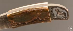 Couteau droit par Charles Roulin - Ivoire de mammouth et lame damas de Gérard Doursin