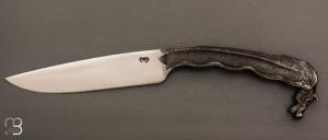   Couteau " Cheval " droit à lame forgée 100C6 par Mickaël Moing