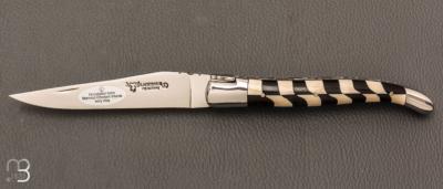 Couteau " Damier " par Laguiole en Aubrac - Ebène/ivoire de mammouth