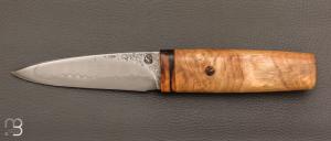  Couteau Droit forgé main par Jean Paul Sire - Peuplier stabilisé et lame acier C130