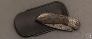   Couteau " Edcix " custom de Florent Dall'ava - L'atelier Dall'ava - fibre de carbone et lame damas