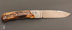    Couteau " Explorateur " custom par Éric Parmentier - Bois de cerf et lame en niolox