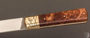   Couteau " Fatson " custom par Olivier Ouertal - Loupe de red mallée et lame en RWL-34