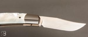   Couteau "Foxy" custom par Maxime Belzunce - Nacre blanche et RWL34