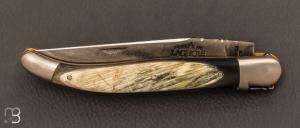 Couteau Laguiole 12 CM en corne d'aubrac - double platines par Forge de Laguiole - Lame brute de forge