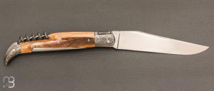 Couteau " Laguiole 12CM 3 pièces  " custom de Jérôme Bellon - Ivoire de mammouth / damas et RWL34