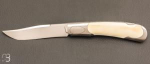  Couteau " Legend LockBack " pliant artisanal de Cyril Kalisz - Ivoire de phacochre et RWL34