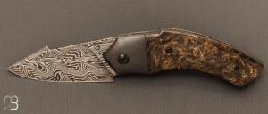  Couteau  " Liner-Lock custom  " par Florian Dreyer FD-Knives - Fatcarbon et damas mosaïque