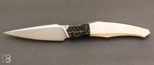   Couteau " Liner-lock custom " de Berthelemy Gabriel - La Forge Agab - Ivoire de mammouth et RWL34