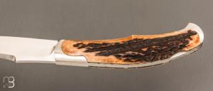 Couteau " Spicy Lock-back " pliant artisanal de Cyril Kalisz - Bois de cerf et RWL34