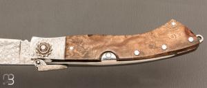   Couteau " Navaja Corsaire" par Jesus Granda - Loupe d'olivier et lame damas