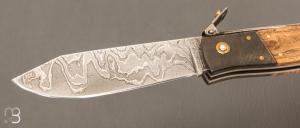   Couteau  " Navaja Teja" par Jesus Granda - Vieux chêne et lame damas