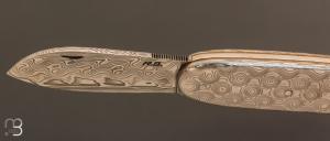   Couteau  " Navette " full damas de Robert Beillonnet