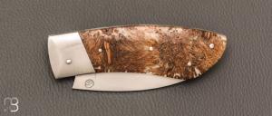   Couteau " Opus " de collection par Louis Blanchet Kapnist - Bogues de châtaignes résinées et lame en RWL34