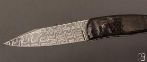 Couteau " Pièce unique " de Alain & Joris Chomilier - Corne de buffle et damas inoxydable Chad Nichols