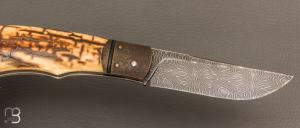   Couteau " Read " custom par Nicolas Weber - Ivoire de mammouth et lame damas