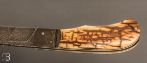   Couteau " Read " custom par Nicolas Weber - Ivoire de mammouth et lame damas