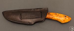   Couteau " Semi intégral " custom fixe de Israel Nascher  - Loupe de peuplier stabilisée et damas mosaïque