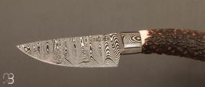   Couteau Semi intégral custom fixe de Israel Nascher  - Bois de cerf et damas