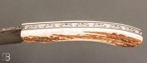   Couteau " Sionvillois " cran carré de Sylvain Petit - Les Couteaux du Mitou - Cerf et damas