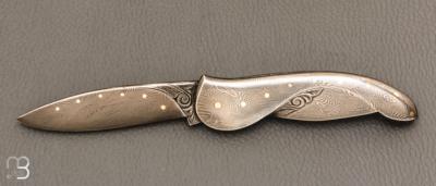   Couteau " Slipjoint " de Robert Weinstock - Damas de Ed Schempp et or