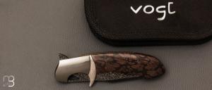 Couteau " Sub Hilt flipper folder " de Javier VOGT - Damas et Liana wood - Sam Lurquin Design