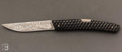    Couteau " le Thiers® Advance " par Fontenille-Pataud - Ebène matelassé et Damas Vinland